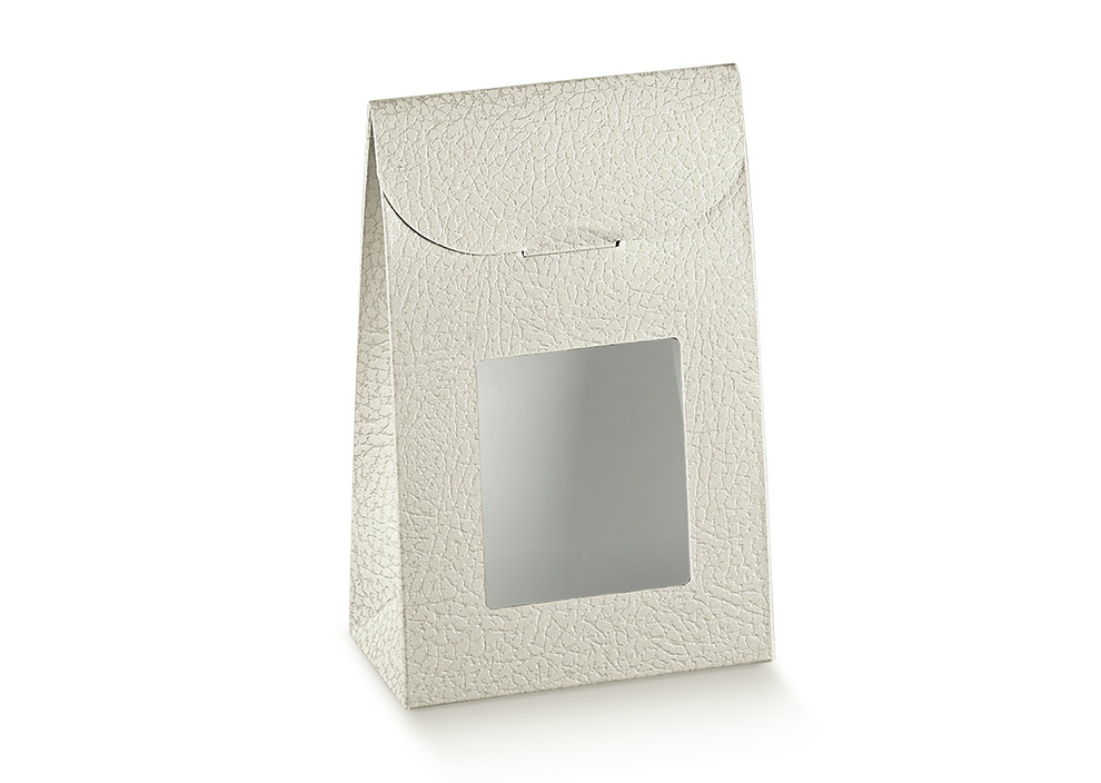 Pudełko białe na 6 pralin - torebka 9x4,5x13 cm z okienkiem opak.10 szt