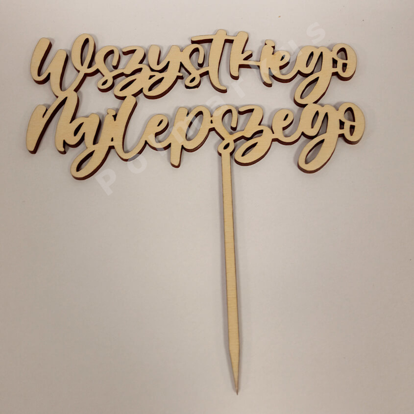 Topper drewniany urodziny Wszystkiego najlepszego