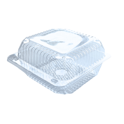 Przezroczyste opakowanie plastikowe z pokrywką na zawiasie RPET 125x125x80 op. 50 szt 