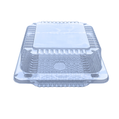 Przezroczyste opakowanie plastikowe z pokrywką na zawiasie RPET 125x125x80 op. 50 szt 
